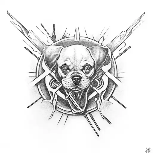 Skinny Puppy Band Symbol With A Black Rose And Dog Bone