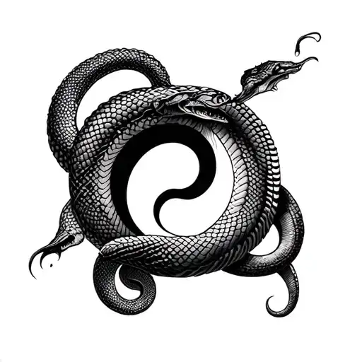 Yin And Yang And Snake Intertwined