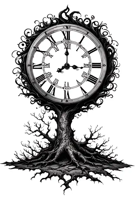 A Clock Running Out Of Time And Dying Tree