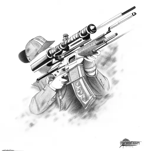 Crossed Hunting Rifles With A Target In The Background