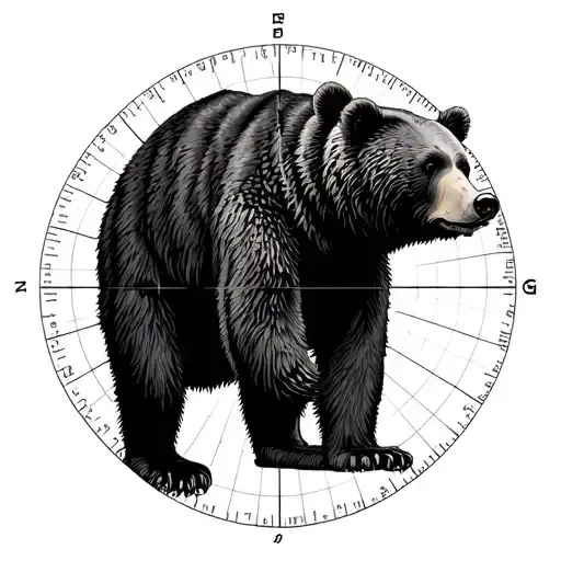 Circular Bear Outline And The Outline Being Made Out Of Coordinates