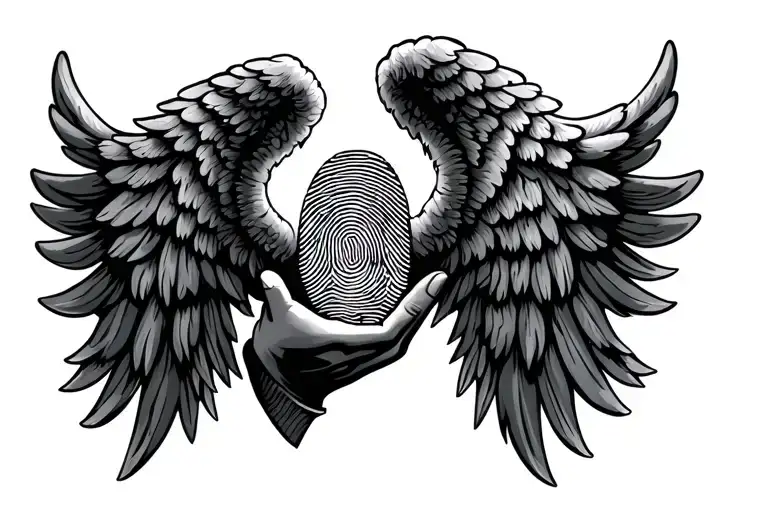 Angel Wings Holding A Fingerprint