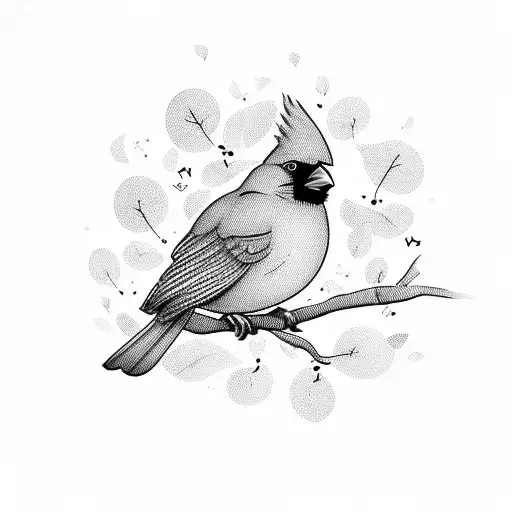 A Cardinal Sitting On A Tree Branch With A Thought Bubble Containing Various Mental Health Symbols