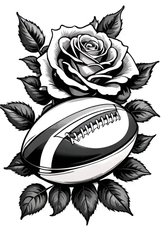 A Rose And Rugby Ball Surrounded