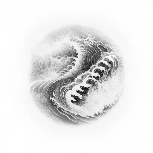 A Black-grey Tattoo Of An Ocean Wave Transforming Into A Musical Waveform
