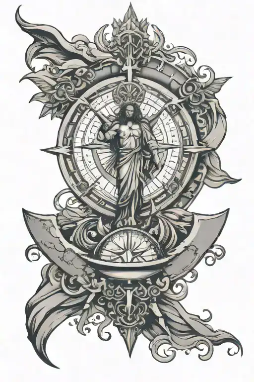 Cristo Rei With Cape Verde And Compass Surrounded