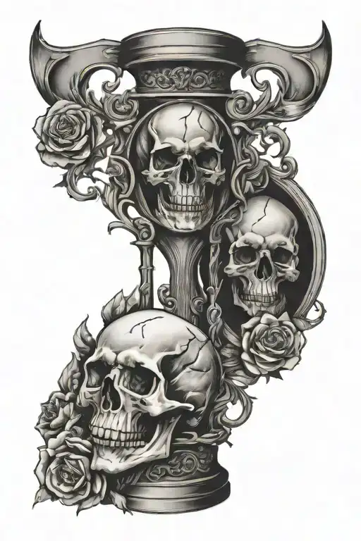 Memento Mori Calf Tattoo With Hourglass