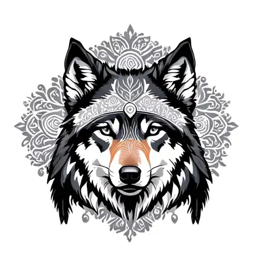 Redindian Wolf Mandala