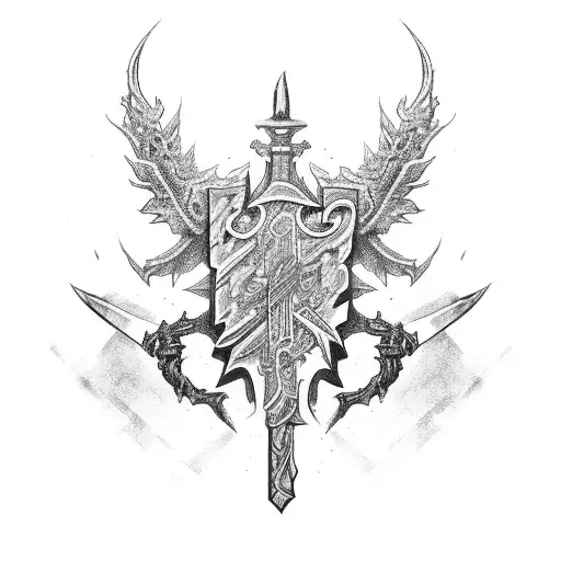 A Black-grey Sword With Intricate Brushstroke Patterns