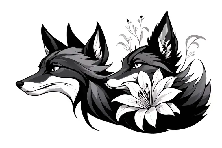 Fox And Lily Intertwined
