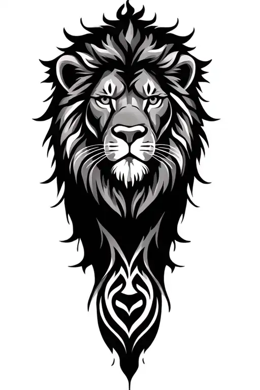 Lion With Tribal Art In The Background