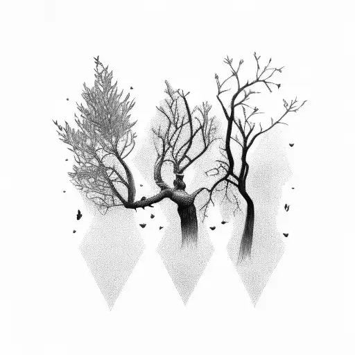 Tree Branche Four Birds