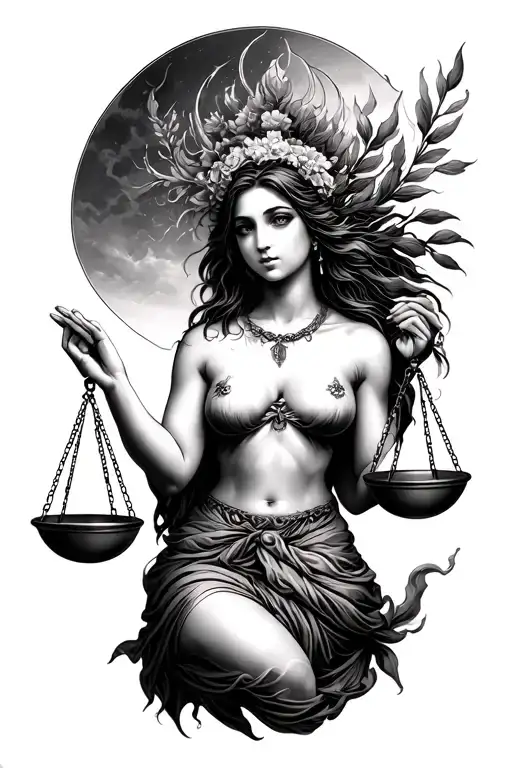 Virgo Women Holding Scales Balancing Life