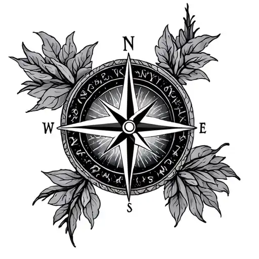 Compass And Family Tree Intertwined