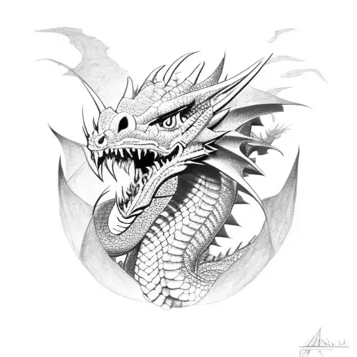 Dragon With Tribal