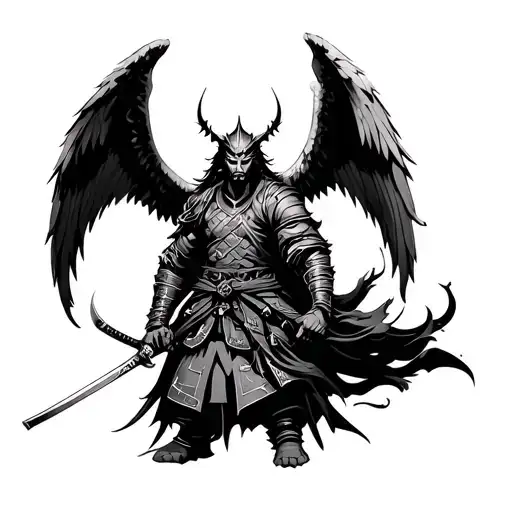 Angel Demon Samurai Warrior Sleeve