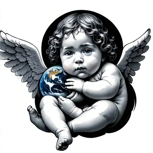 Baby Angel Holding Earth