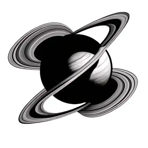 Minimalist Planet With 3 Concentric Rings Each Different Lengths