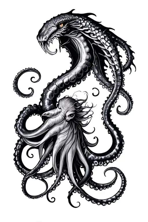 Kraken And Lady For Shoulder