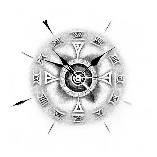 A Mesmerizing Tattoo Of A Clock Face With Intricate Flash Designs Within Each Numeral