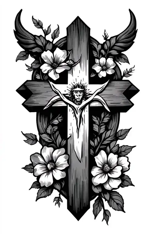 Lyrics The Devil Can Scrap But The Lord Has Won With A Cross With Flower Vine For The Forearm