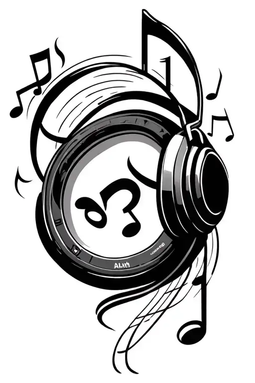 Music Notes With Head Phones Screen