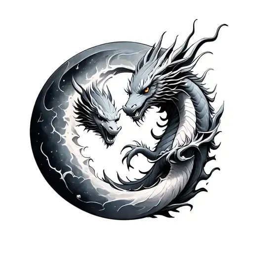 Two Dragons Sun And Moon