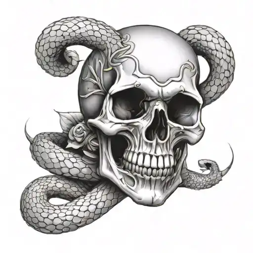 Skull And Snake And Rose Wrapped