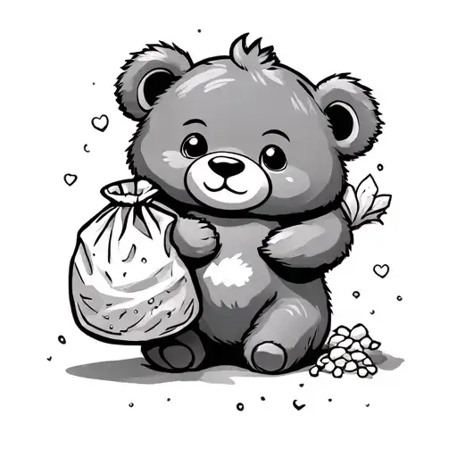 A Cute Bear Holding A Bag Of Sugar