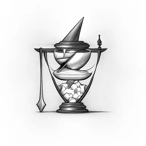 Grim Reaper Slicing Through Hourglass