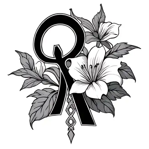 Ankh With Roselily Flower Blooming