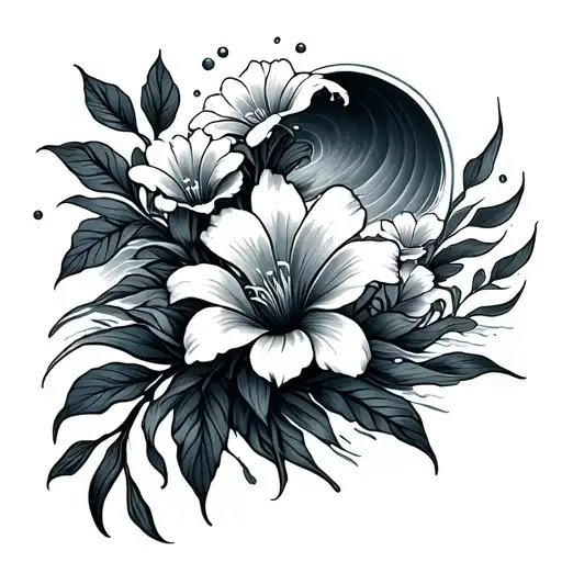 Flowers And Waves Crashing In The Background