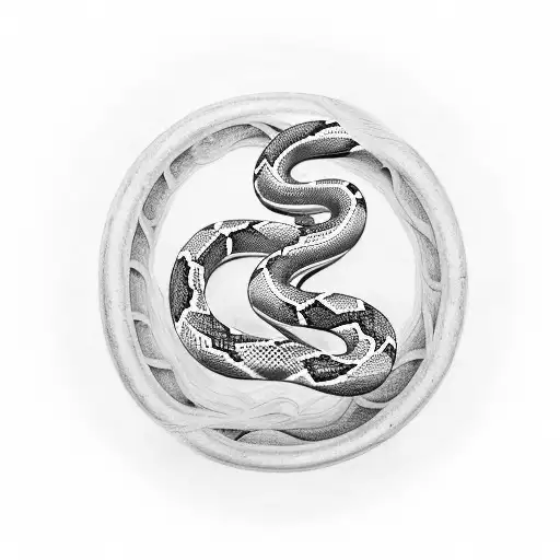 A Minimalist Tattoo Of A Snake Coiled Around A Dollar Sign