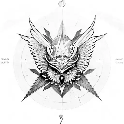 Owl Dragon Fly Wolf's Compass Full Sleeve