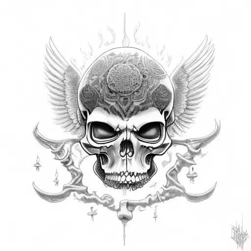 Grim Reaper Surrounded By Chicano Girl Angels