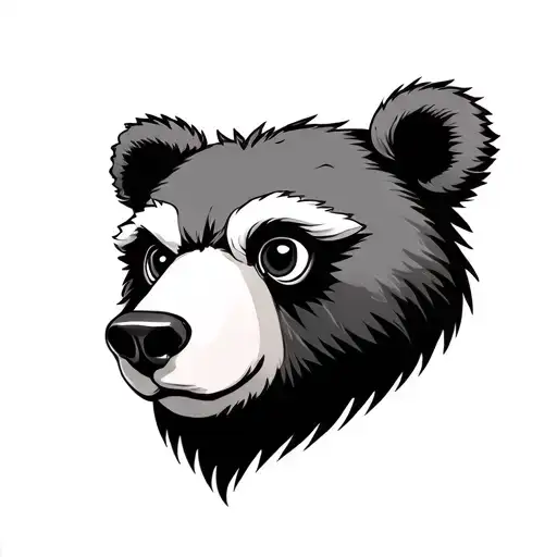 Bear Head With Big Human Eyes Staring