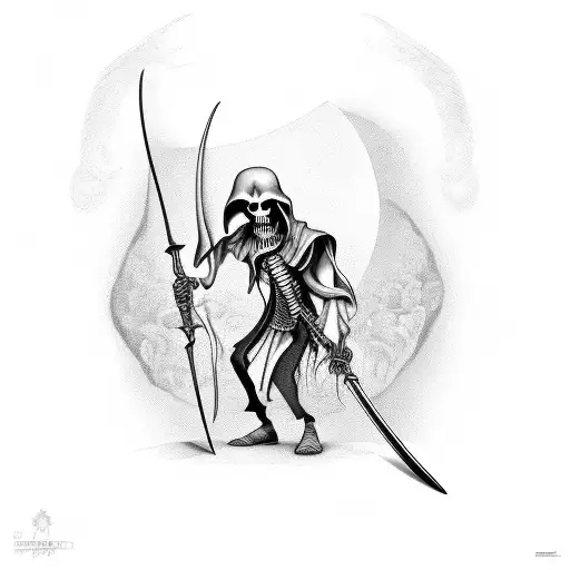 Grim Reaper Slicing Through Hourglass With Scythe