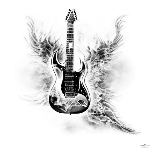 Electric Guitar Engulfed In Flames