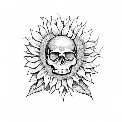 Sunflower With Skull