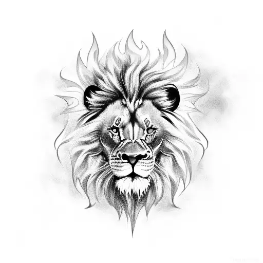 Lion With Flames