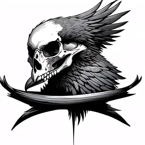 Mobius Strip Crow Skull Fine Line