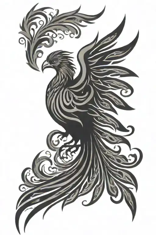 Phoenix Silhouette And Flames