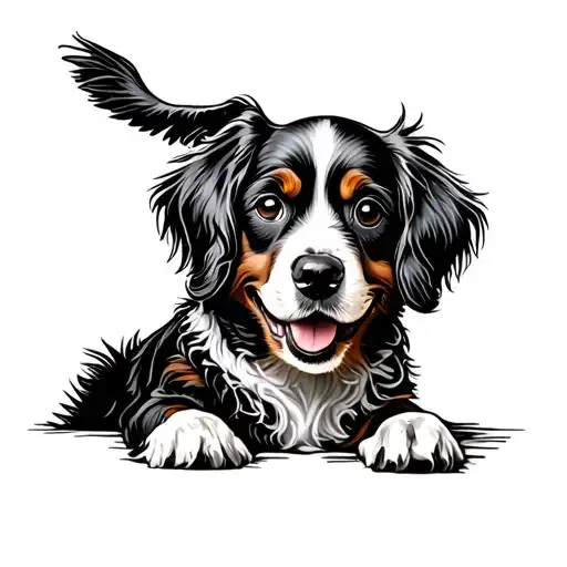 Cocker Spaniel Dog On Men Chest With Smile Face Made