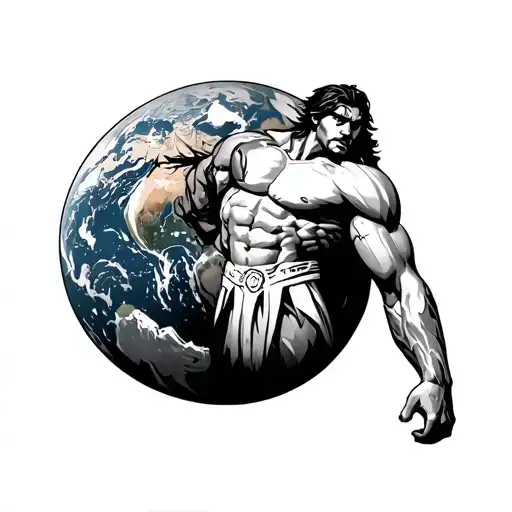 Titan Atlas Standing Carries The Earth On His Shoulders Realism