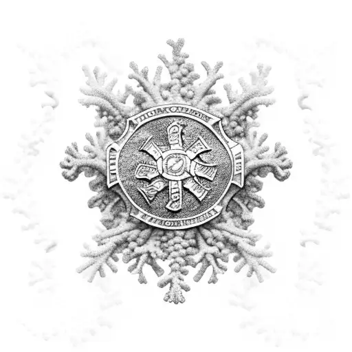 A Coral Reef Teeming With Vibrant Marine Life Engulfing A Firefighter Badge