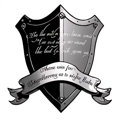 Cruseder Sheild On Chest With Bible Verse