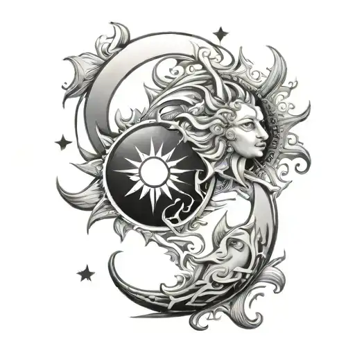 Sun Moon Merging Together