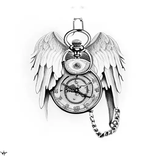 Angels Wing With Pocket Watch
