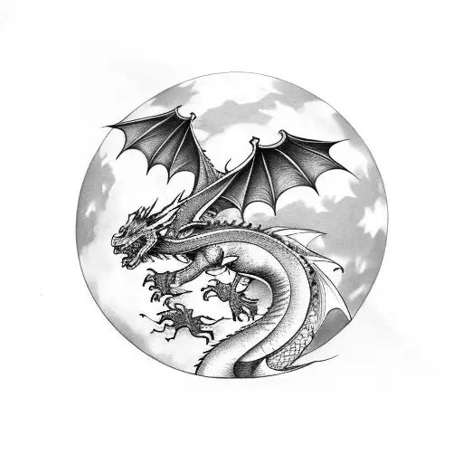 Dragon With Full Moon