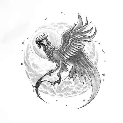 Phoenix With Moon